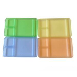 Tupperware Vintage Pastel Divided Serving Trays Set Lot of 4 Plastic Plates